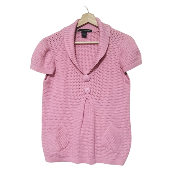 Y2K Girly Pink Knit Top Sweater Size M Cap Sleeves Grandma- Kidcore - Picture 10 of 10